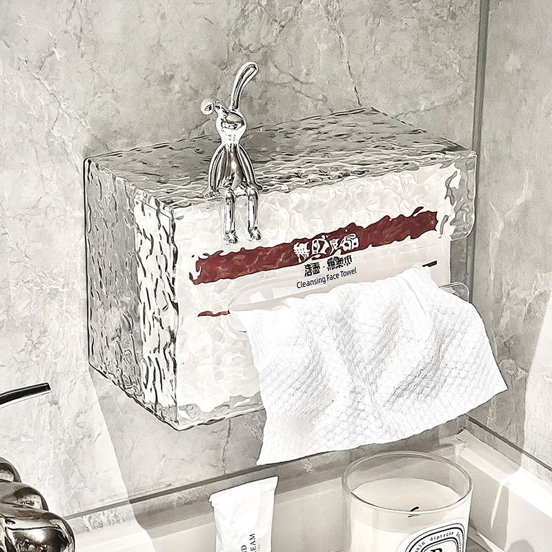 冰川纹纸巾盒加大高颜值免打孔壁挂洗脸巾收纳盒卫生间置物架纸盒