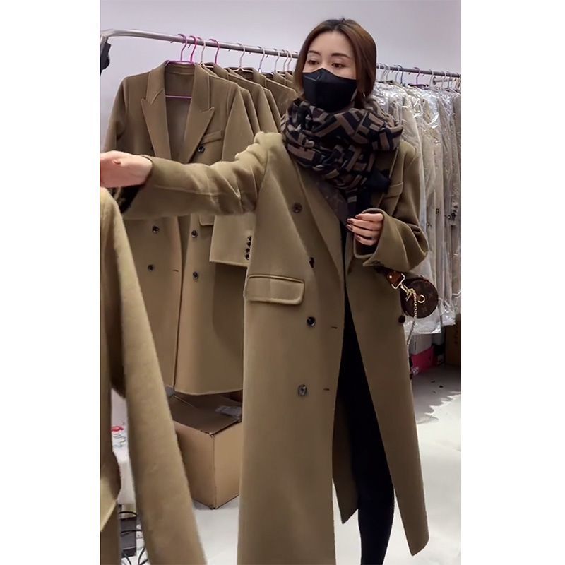 駝色毛呢外套女2023年秋冬季新款韓版小個子赫本風高級感呢子外套