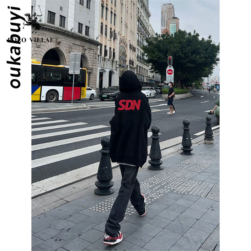 OUKABUYI100%純棉連帽衛衣女秋冬校園多巴胺韓版小眾寬鬆上衣潮