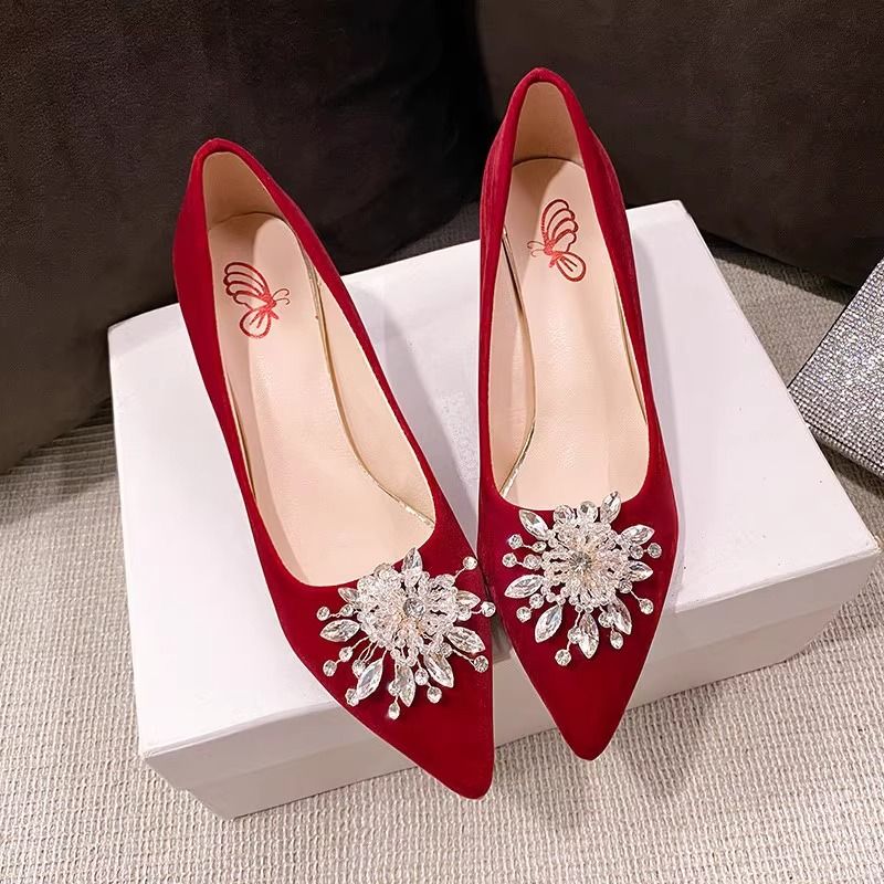 秀禾婚鞋女2023年新款红色高跟主鞋婚纱两穿中式结婚新娘鞋不累脚