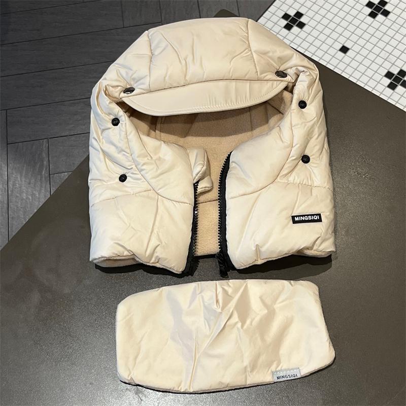 Lei Feng Men's Women's Winer Down Coon Thickened and Warm Inegraed Ear Oudoor Cycling Windproof Neck Proecion_voghion.com