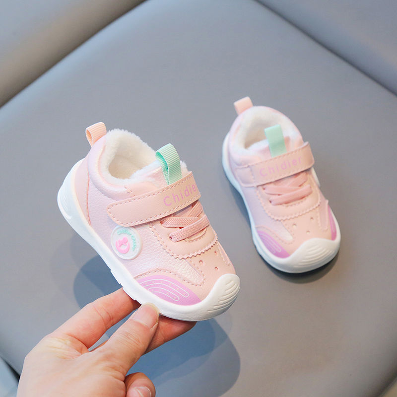 小溜宝儿童冬季新款二棉鞋男女童宝宝加绒婴幼儿学步鞋子保暖防滑