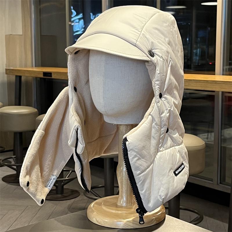 Lei Feng Men's Women's Winer Down Coon Thickened and Warm Inegraed Ear Oudoor Cycling Windproof Neck Proecion_voghion.com