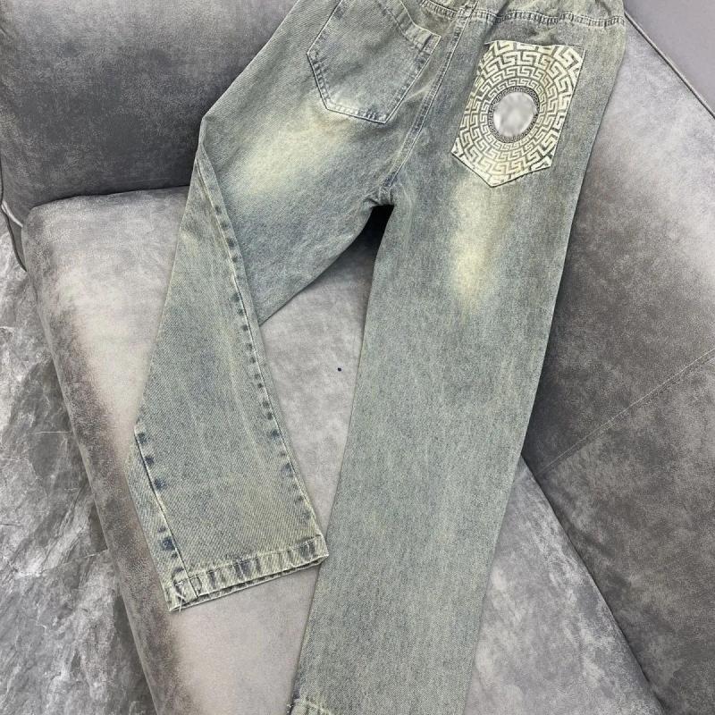 Beauty head retro distressed jeans for men and women 2023 spring and autumn new Korean version high waist slim straight men