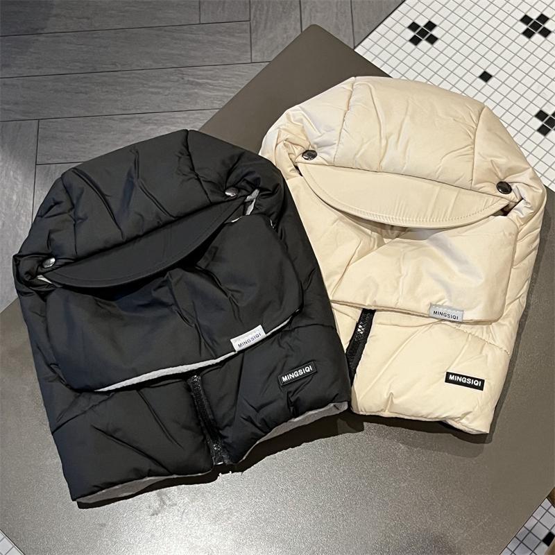 Lei Feng Men's Women's Winer Down Coon Thickened and Warm Inegraed Ear Oudoor Cycling Windproof Neck Proecion_voghion.com