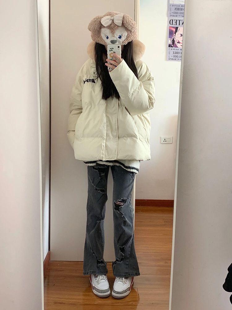 冬季新款棉衣oversize棉服外套女大码学生显瘦宽松加厚面包服棉袄