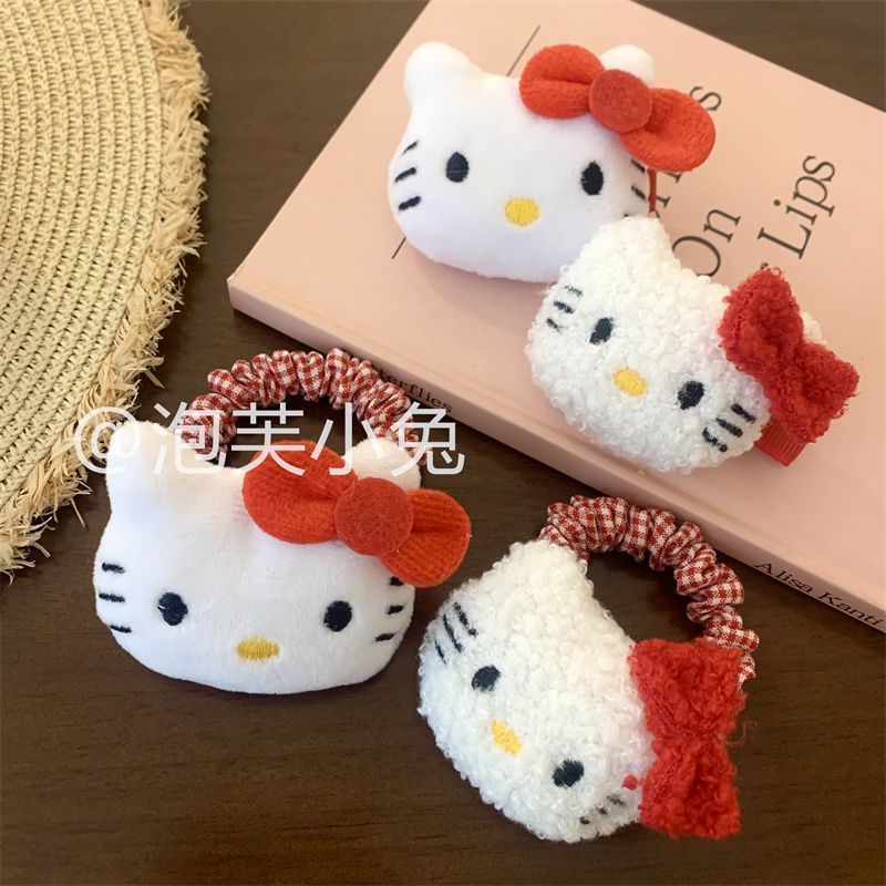 虞書欣同款頭飾kitty貓髮夾大號發圈可愛少女編發發繩甜美髮飾品