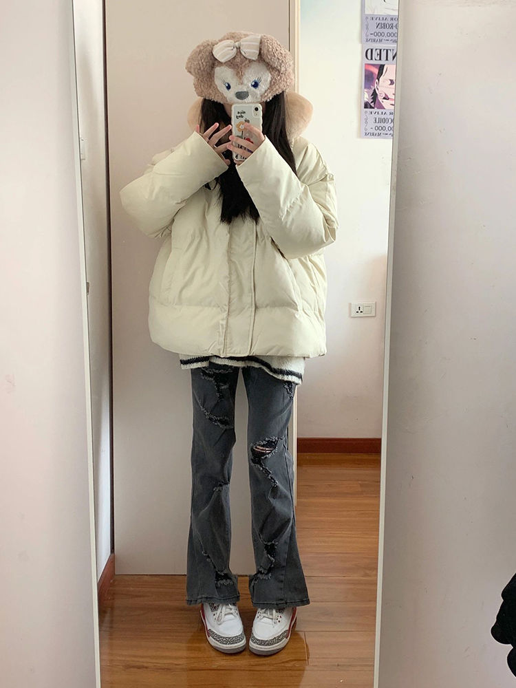 冬季新款棉衣oversize棉服外套女大码学生显瘦宽松加厚面包服棉袄