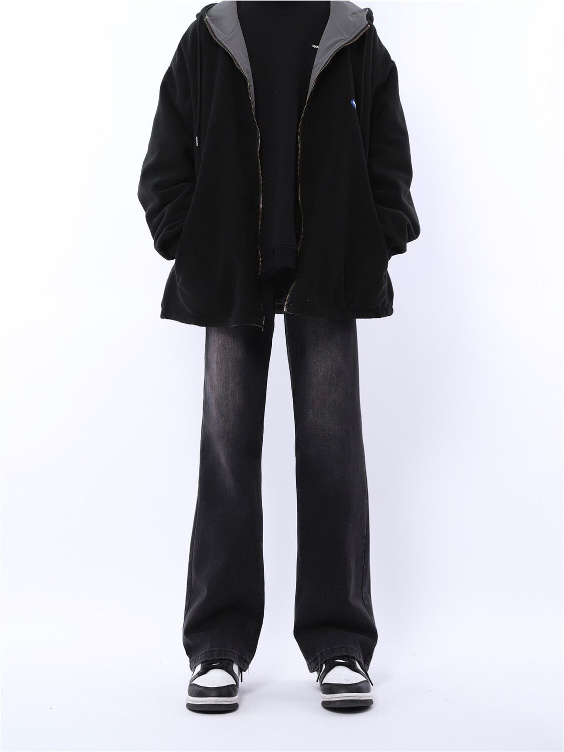 ins retro American white boot-cut trousers, old and slim, washed straight legs, wide-leg jeans, trendy for men and women