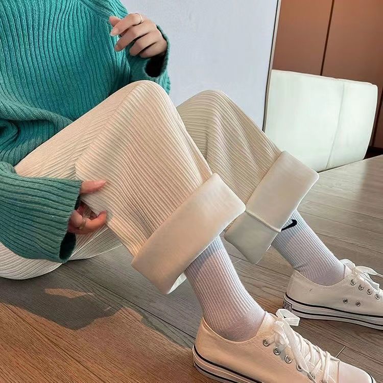 褲子女2023新款網紅爆款雪尼爾高品質闊腿褲垂墜感寬鬆顯瘦直筒褲