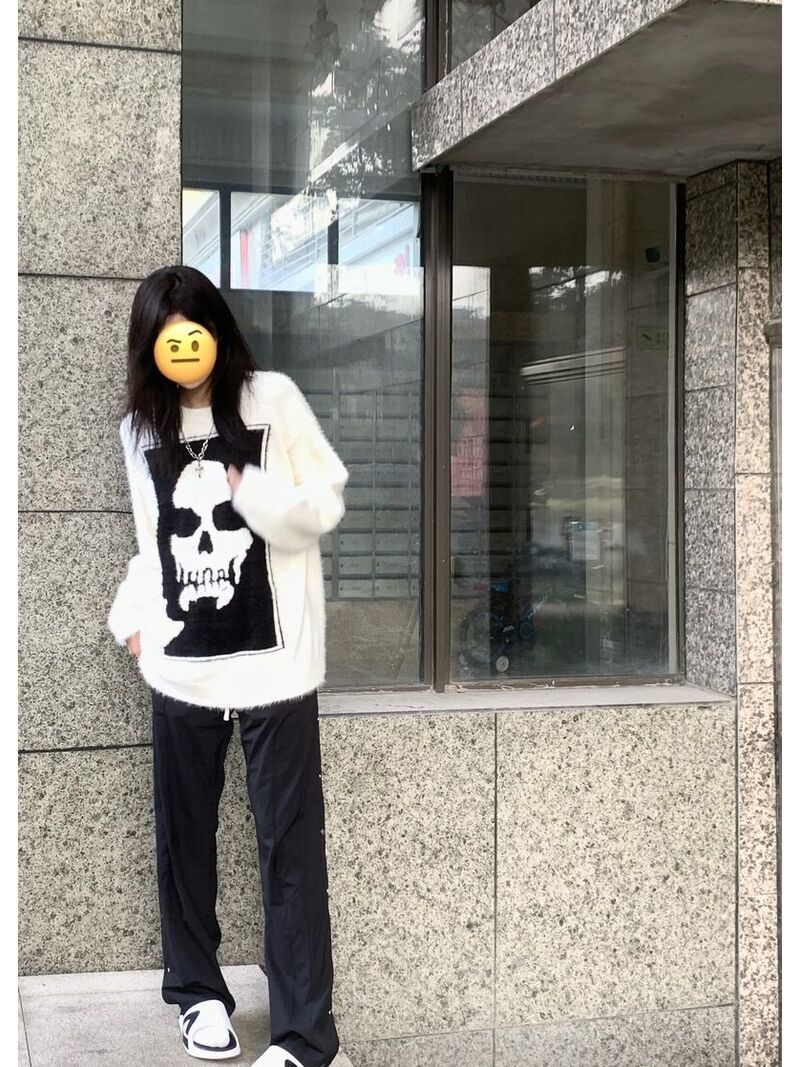 設計感毛衣女寬鬆風秋冬加厚針織套頭韓版仿水貂絨寬鬆中長款上衣