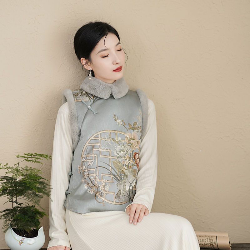 Chinese style women's improved Hanfu autumn and winter Chinese style vest new Chinese style national style ancient style top waistcoat vest