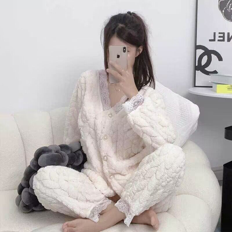 加厚珊瑚絨睡衣女秋冬季2023年新款甜美學生少女法蘭絨家居服套裝