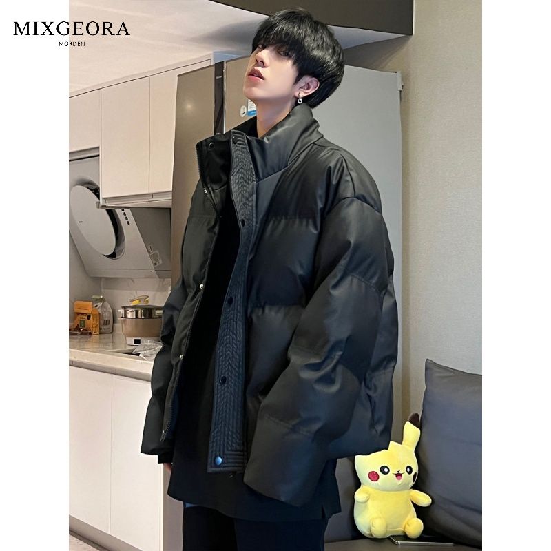MIX GEORA皮棉衣男女美式高街潮牌寬鬆加厚保暖外套潮休閒麵包服