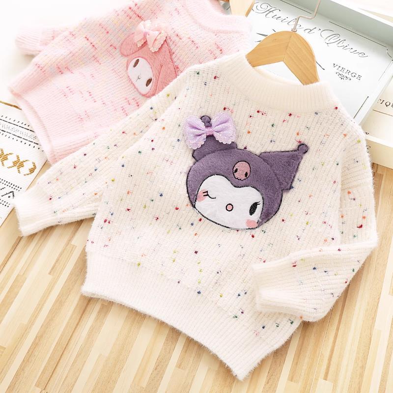 Girls sweater round neck pullover autumn and winter style cartoon Kuromi children's thickened Melody knitted sweater