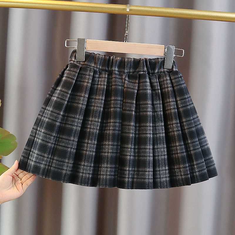 New plaid skirt autumn and winter woolen  spring and autumn new style western style plaid short skirt for middle and large children