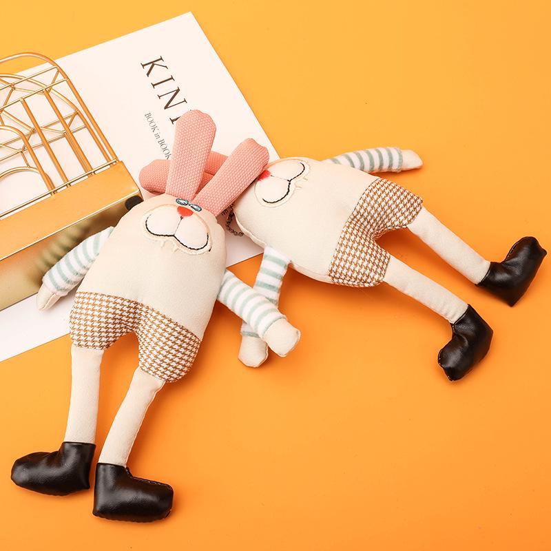 创意长腿拼接兔可爱个性包包服饰挂件娃娃机礼品情侣书包钥匙扣