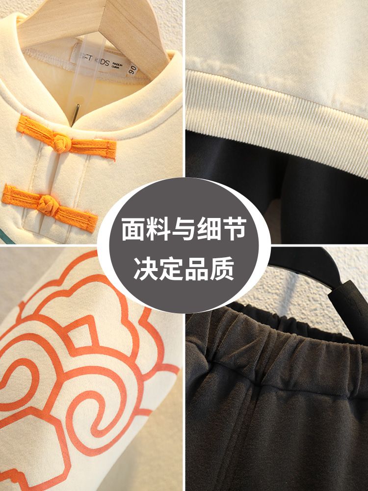 男童唐装宝宝周岁礼服秋冬加厚拜年服儿童汉服过年周岁宴红色衣服