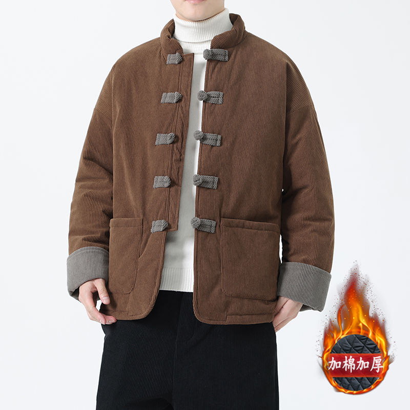 唐裝棉襖男冬季加厚中國風棉衣古風新中式男裝國潮燈芯絨棉服外套