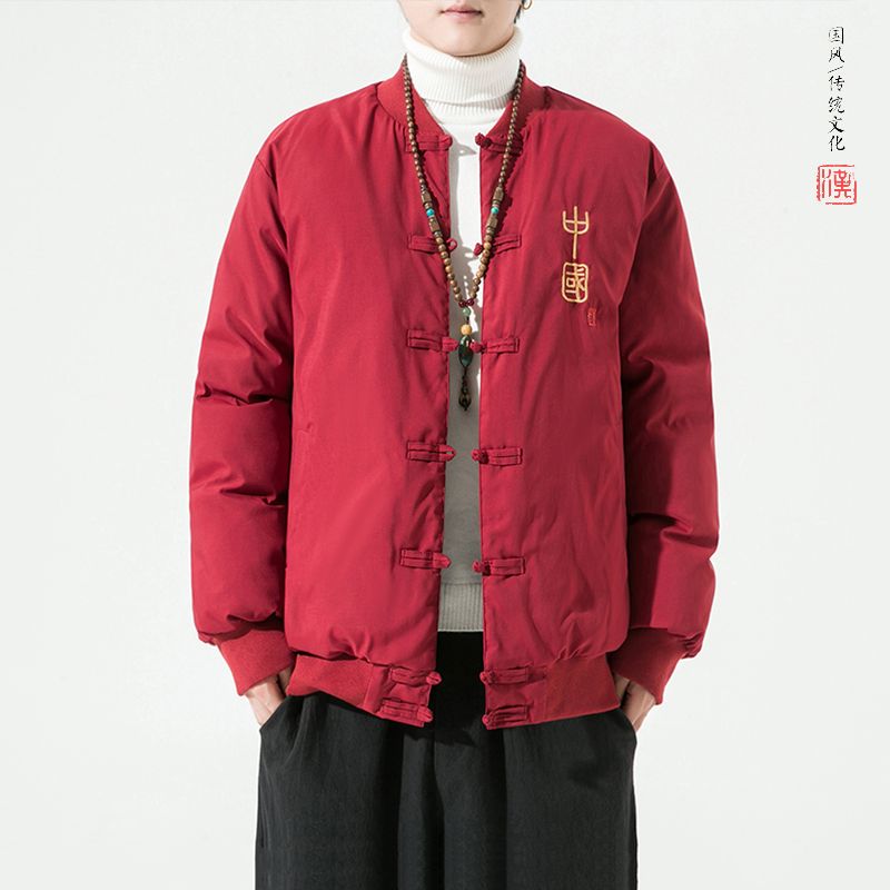 唐裝棉襖男冬季加厚中國風棉服寬鬆大碼新中式男裝盤扣棉衣外套潮