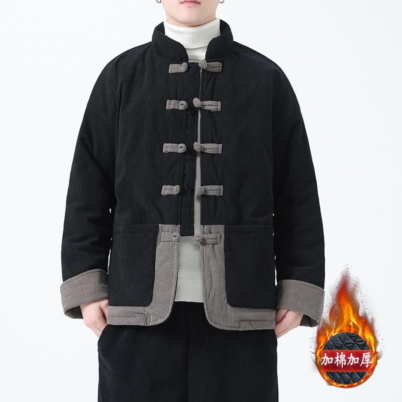 冬季燈芯絨棉衣男士新國風唐裝寬鬆大碼棉襖中式盤扣棉服加厚外套