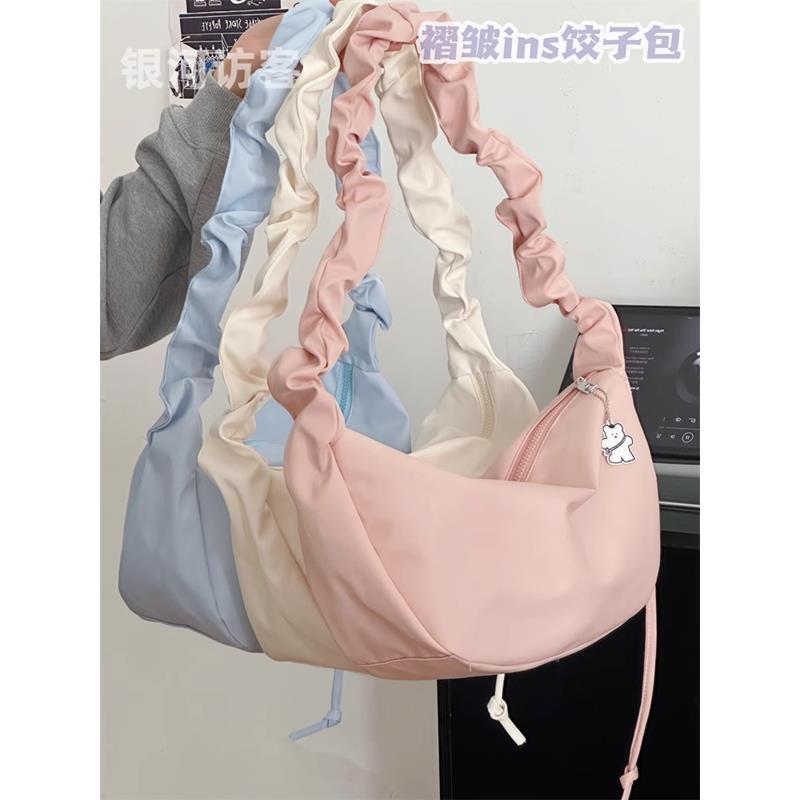 New Korean niche pleated dumpling bag for women versatile simple girly crossbody bag ins temperament commuter shoulder bag