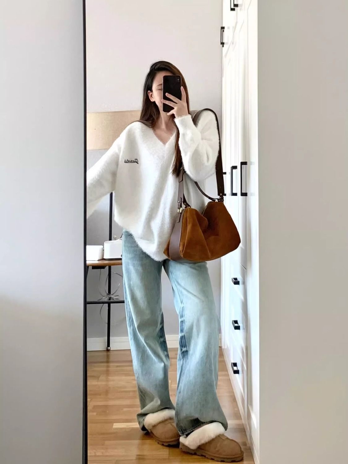 美式chic慵懶寬鬆水貂絨毛衣女秋冬外穿白色純欲辣妹風軟糯針織衫