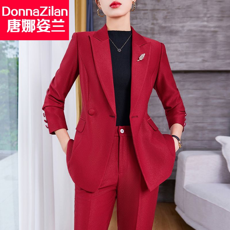 高端時尚西裝套裝女春秋氣質女神范修身氣質上班服西服外套工作服