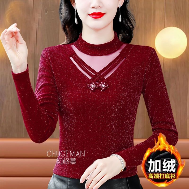 工廠直銷南韓紗打底衫蕾絲女士長袖上衣秋冬新款寬鬆時尚純色小衫