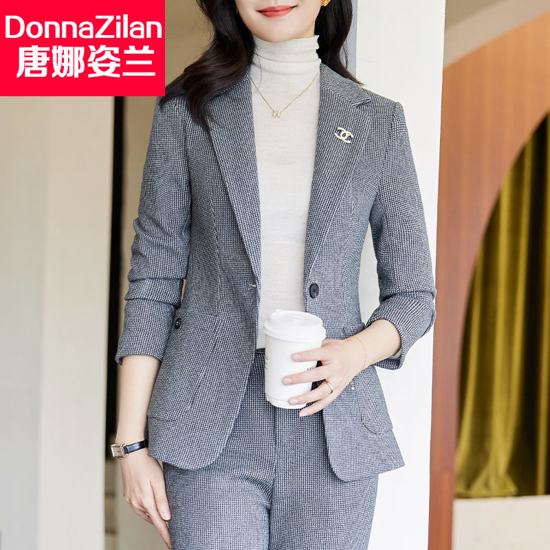 Houndstooth suit jacket for women spring and autumn 2023 new British style casual professional wear fashion suit suit