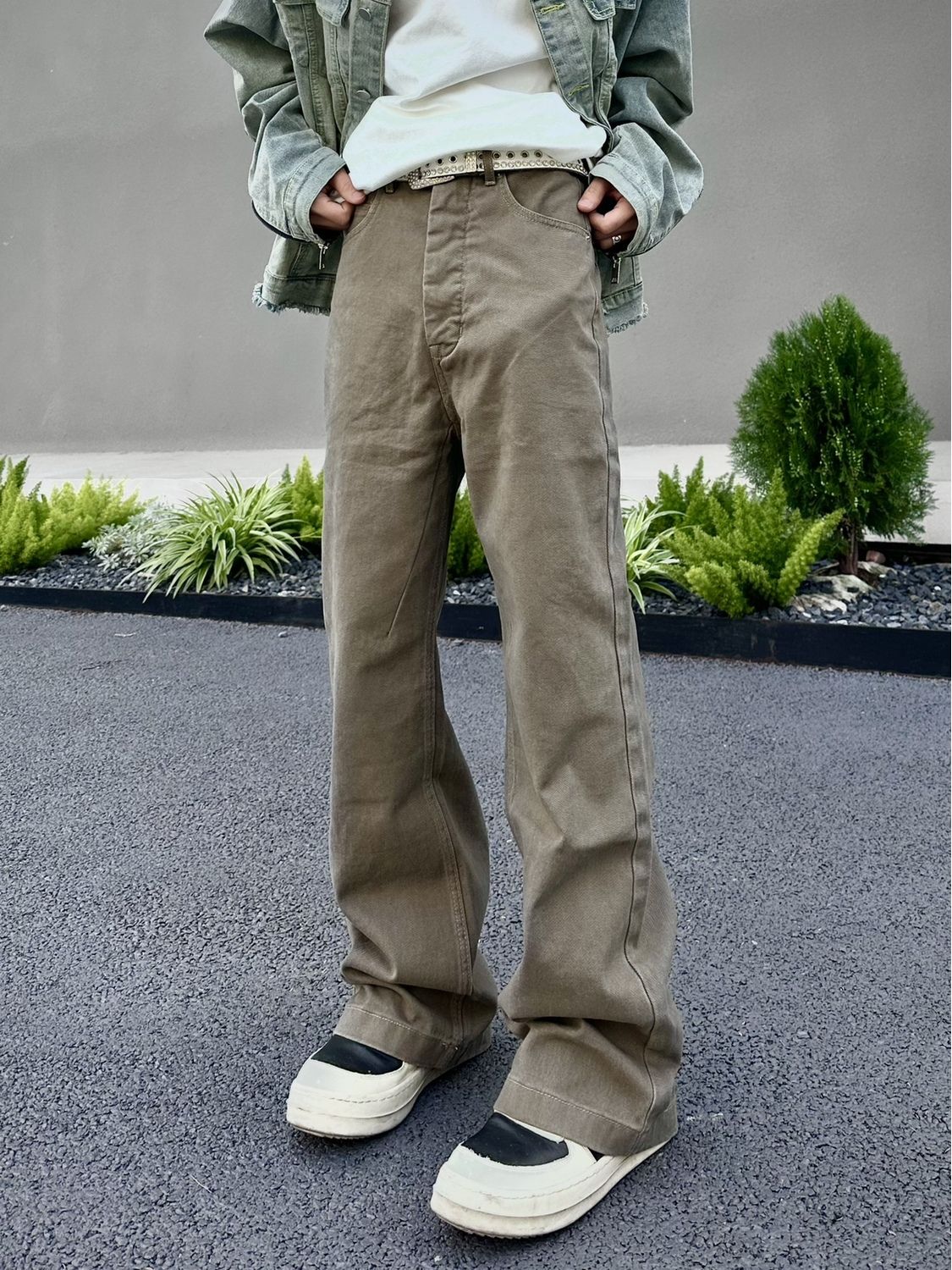 新款复古咖啡色直筒牛仔裤男vintage美式休闲小众宽松做旧长裤子