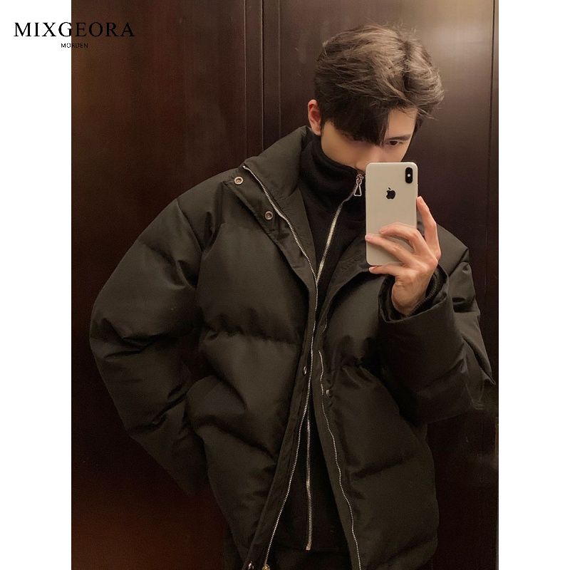 MIX GEORA假兩件棉服男女冬季加厚潮流棉衣男生冬天百搭外套棉襖