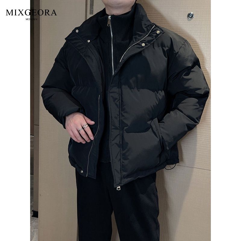 MIX GEORA立領假兩件棉衣外套男女冬季韓版寬鬆加厚麵包服棉服潮