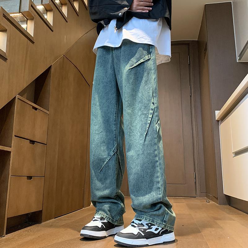 美式牛仔褲男款秋冬季復古高街直筒褲子潮牌vibe寬鬆闊腿休閒長褲
