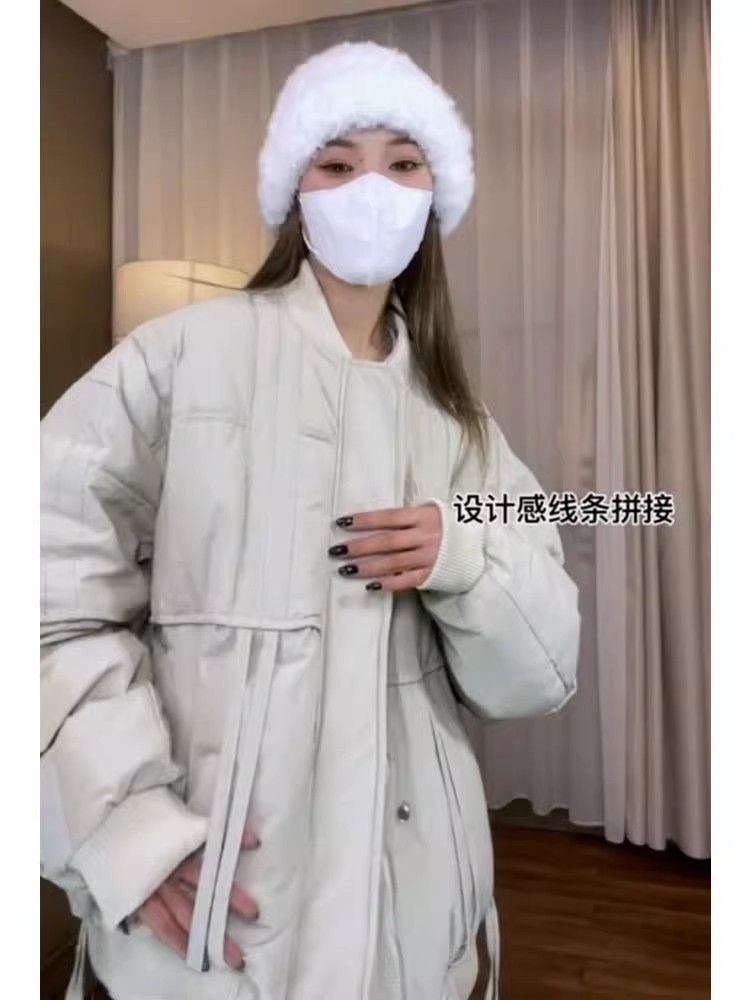 American workwear baseball cotton jacket for women 2023 new autumn and winter thickened design niche motorcycle jacket