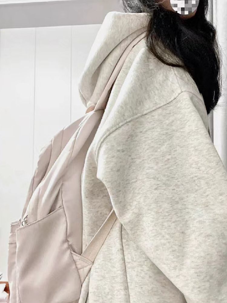 UO100%純棉衛衣女美拉德慵懶風秋冬季新款小個子連帽開衫外套女潮