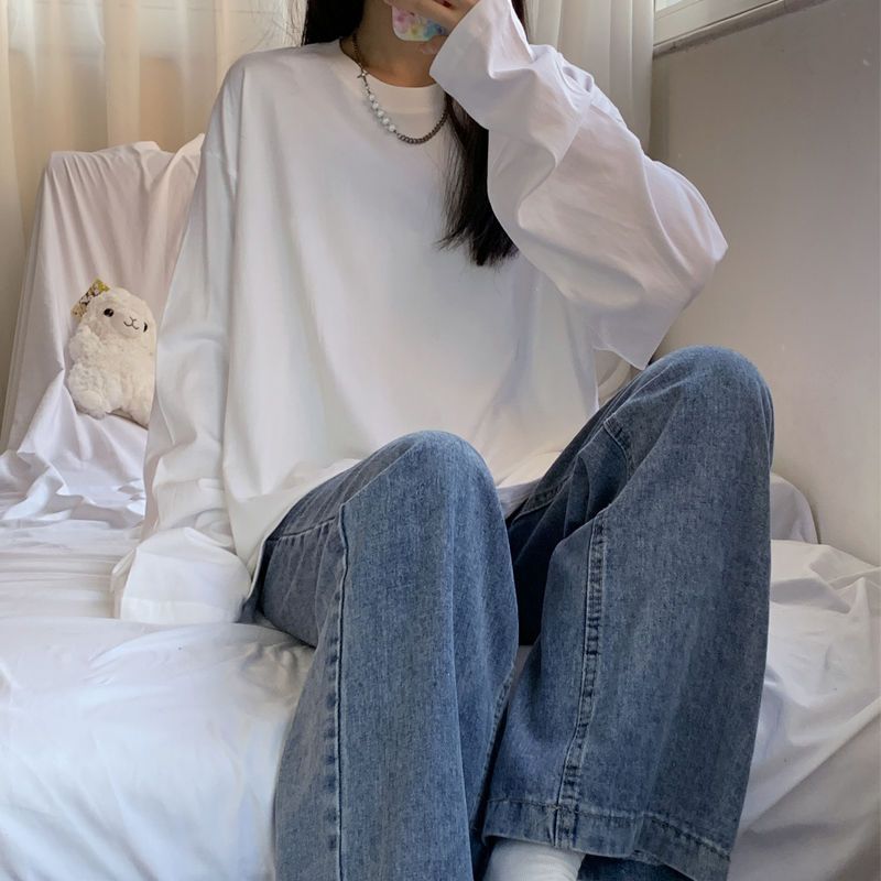2023年秋裝新款韓版純棉長袖T恤女上衣ins潮學院寬鬆bf慵懶風學生