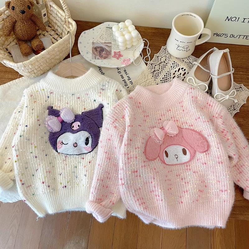 Girls Kuromi Sweater 023 Autumn and Winter Style 2 New Children's Thickened Little Girls Winter Thickened Knitted Bottoming Sweater