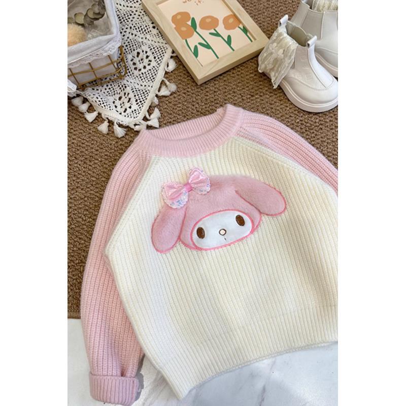 女童卡通毛衣冬季新款儿童洋气库洛米打底衣宝宝加厚保暖针织上衣