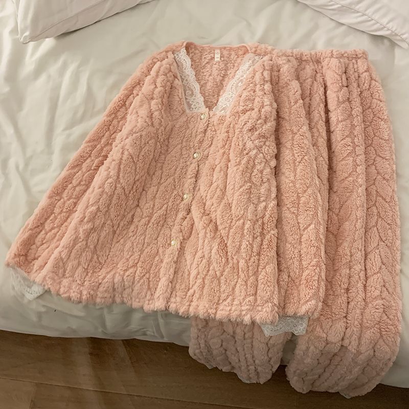 睡衣女冬款珊瑚絨加絨加厚網紅風卡通甜美爆款法蘭絨秋冬季家居服