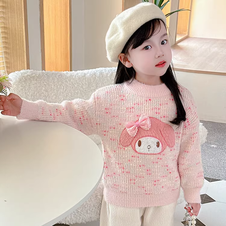 女童毛衣冬季2023新款韩版洋气儿童圆领甜美中大童女孩美乐蒂毛衣