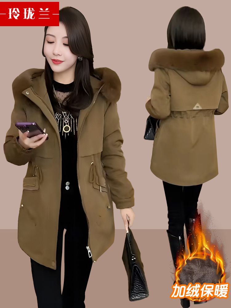 派克服女潮ins冬季2023新款棉衣小個子收腰休閒工裝加絨加厚外套