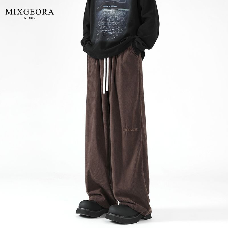 MIX GEORA corduroy casual pants for men and women in autumn Japanese retro drape pants loose straight wide-leg pants