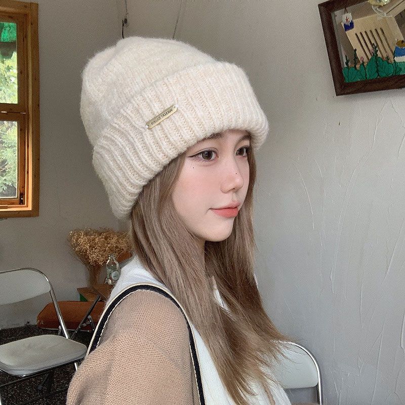 毛线帽子女冬季时尚显脸小护耳保暖防寒大头围羊毛加厚针织毛线帽