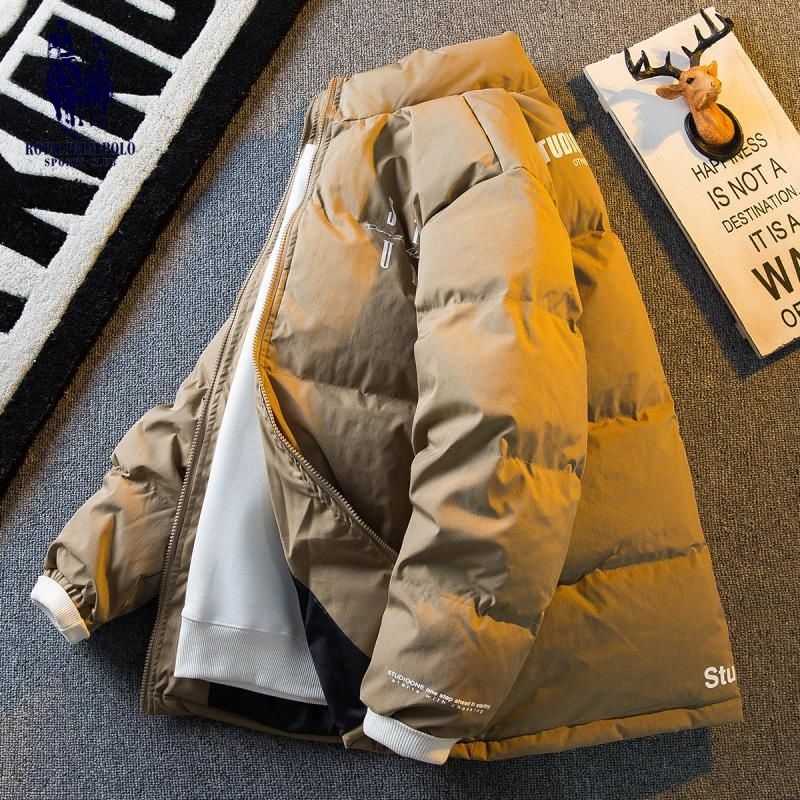 Paul's trendy heavy-duty thickened stand-up collar short cotton-padded jacket for men, winter American trendy brand cotton-padded jacket for men