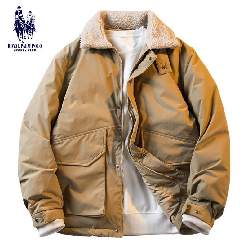 Paul trendy brand lamb velvet flip-up collar workwear cotton coat men's winter thickened trendy brand retro warm cotton coat