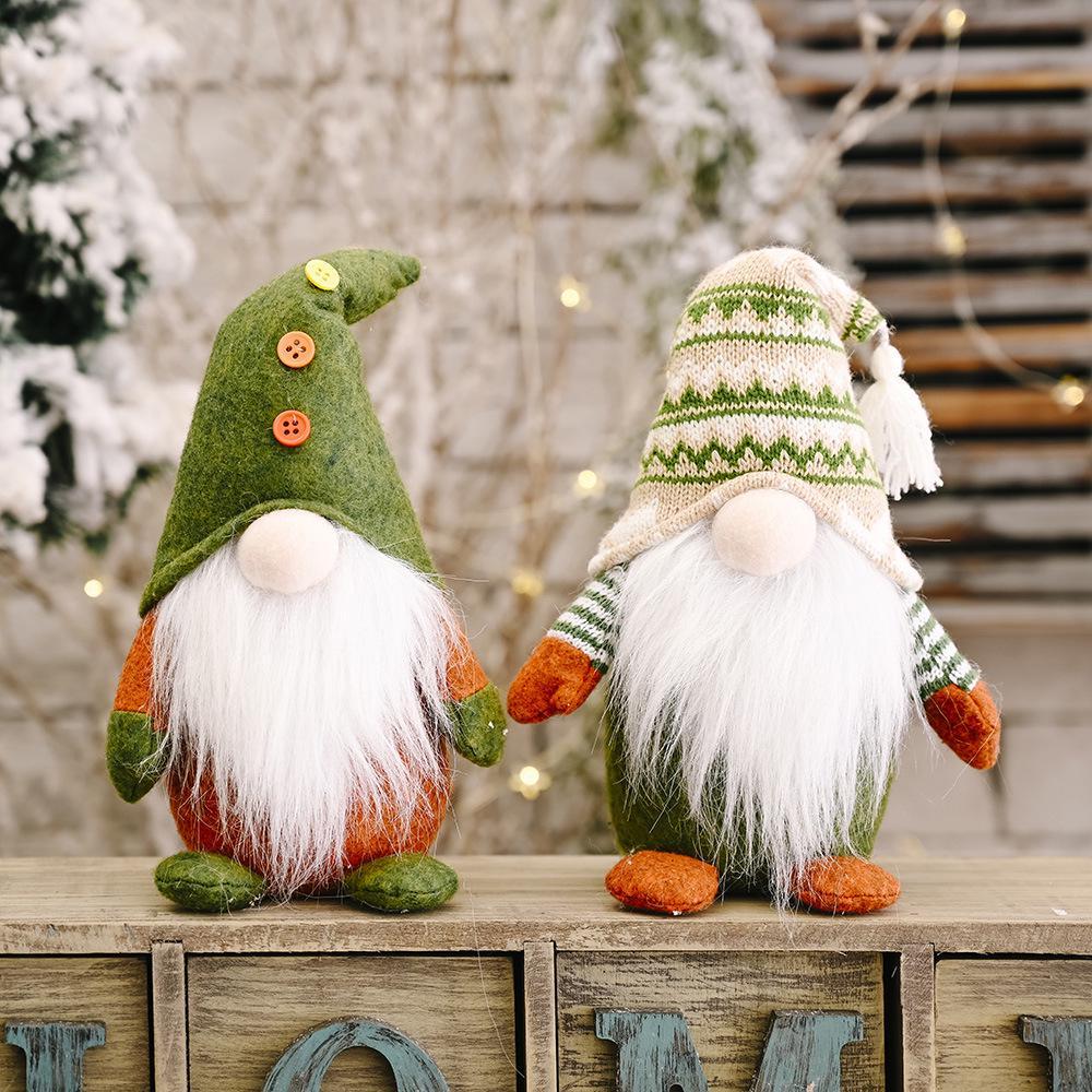 跨境新品圣诞节无脸娃娃精灵公仔欧美绿色风格装饰北欧鲁道夫摆件