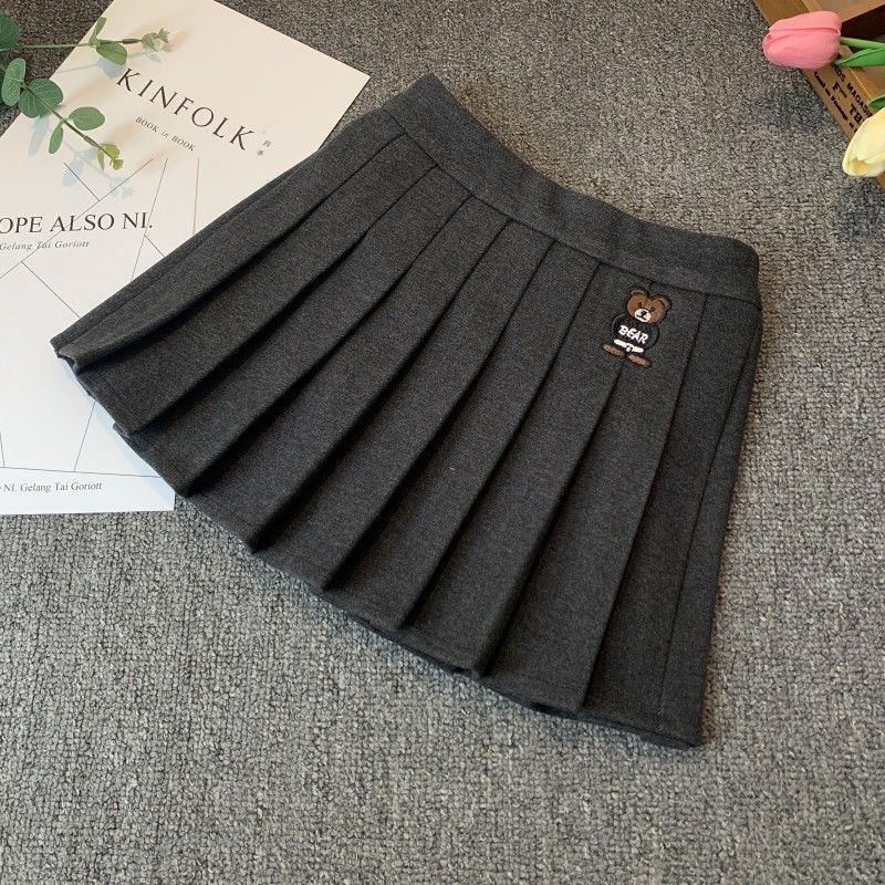 Girls skirt suit pleated skirt 2024 autumn and winter new style girls woolen skirt children's college style JK skirt