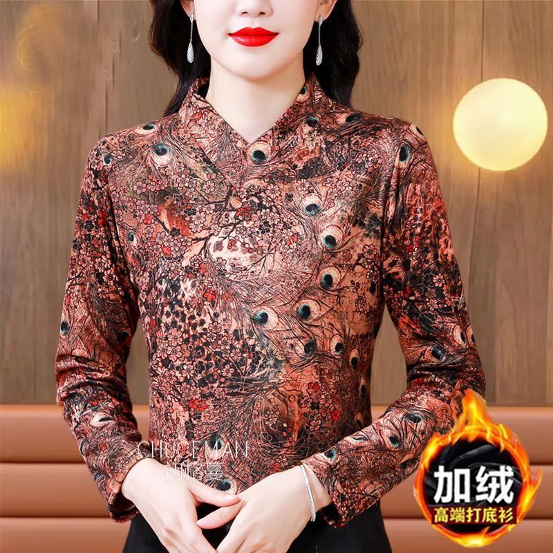 專櫃熱賣雙面絨保暖打底衫長袖女士上衣秋冬新款寬鬆時尚印花小衫