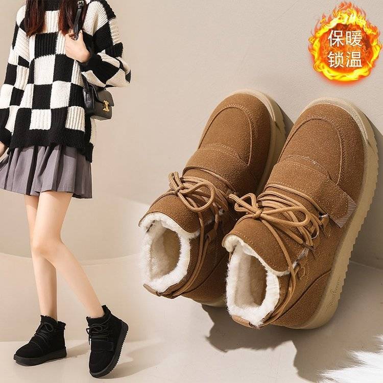 Autumn snow boots for women with velvet and thickened warm cotton shoes 2023 Internet celebrity hot style warm bread shoes Martin short boots